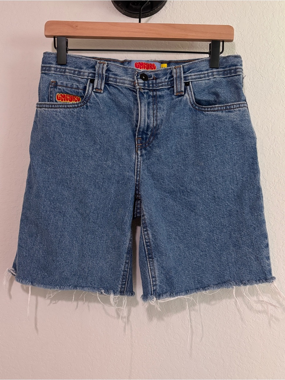 Empyre Youth 26 Baggy Denim Jorts Raw Hem 100% Cotton Skater Shorts Y2K